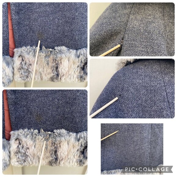 Vintage Lilli Ann Fur Trim Coat Jacket Gray 60s - Picture 13 of 15